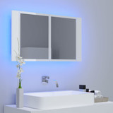 LED kupaonski ormarić s ogledalom sjajni bijeli 80x12x45 cm