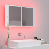 LED kupaonski ormarić s ogledalom sjajni bijeli 80x12x45 cm