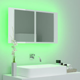 LED kupaonski ormarić s ogledalom sjajni bijeli 80x12x45 cm
