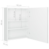 LED kupaonski ormarić s ogledalom sjajni bijeli 50 x 14 x 60 cm