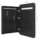 LED kupaonski ormarić s ogledalom crni 60 x 11 x 80 cm