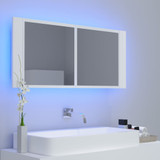 LED kupaonski ormarić s ogledalom bijeli 100 x 12 x 45 cm