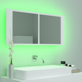LED kupaonski ormarić s ogledalom bijeli 100 x 12 x 45 cm