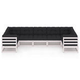 7-dijelna vrtna garnitura s jastucima masivna borovina bijela