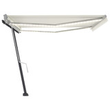 Tenda na ručno uvlačenje s LED svjetlima 450 x 300 cm krem