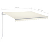Tenda na ručno uvlačenje s LED svjetlima 3,5 x 2,5 m krem