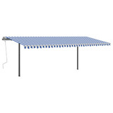 Tenda na ručno uvlačenje s LED svjetlima 6 x 3,5 m plavo-bijela
