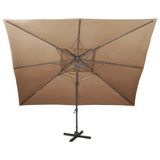 Konzolni suncobran s dvostrukim vrhom 400 x 300 cm smeđe-sivi