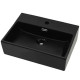 Umivaonik s otvorom za slavinu keramički crni 51,5 x 38,5 x 15 cm