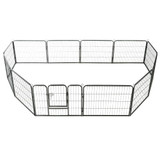 Ograda za pse s 12 ploča od čelika 80 x 60 cm crna
