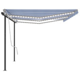 Tenda na ručno uvlačenje s LED svjetlima 6 x 3 m plavo-bijela