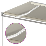 Tenda na ručno uvlačenje s LED svjetlima 6 x 3 m krem