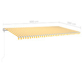 Tenda na ručno uvlačenje s LED svjetlima 6 x 3 m žuto-bijela