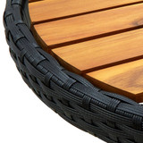 Čajni stolić crni 60 cm od poliratana i masivnog drva bagrema