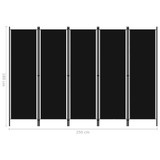 Sobna pregrada s 5 panela crna 250 x 180 cm Sobna pregrada s 5 panela crna 250 x 180 cm