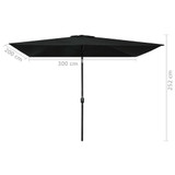 Vrtni suncobran s metalnom šipkom 300 x 200 cm crni Vrtni suncobran s metalnom šipkom 300 x 200 cm crni