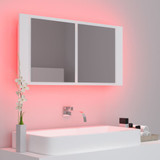 LED kupaonski ormarić s ogledalom bijeli 90 x 12 x 45 cm