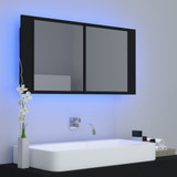 LED kupaonski ormarić s ogledalom crni 90 x 12 x 45 cm