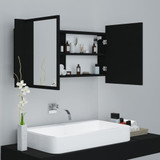 LED kupaonski ormarić s ogledalom crni 90 x 12 x 45 cm