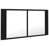 LED kupaonski ormarić s ogledalom crni 90 x 12 x 45 cm