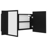 LED kupaonski ormarić s ogledalom crni 90 x 12 x 45 cm