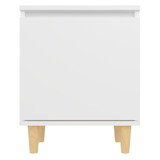 Noćni ormarić s nogama od masivnog drva bijeli 40 x 30 x 50 cm Noćni ormarić s nogama od masivnog drva bijeli 40 x 30 x 50 cm