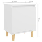 Noćni ormarić s nogama od masivnog drva bijeli 40 x 30 x 50 cm Noćni ormarić s nogama od masivnog drva bijeli 40 x 30 x 50 cm