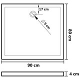 Pravokutna ABS tuš-kada bijela 80 x 90 cm Pravokutna ABS tuš-kada bijela 80 x 90 cm