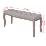 Klupa od tkanine i masivnog drva 110 x 38 x 48 cm tamnosiva