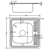 Kuhinjski sudoper srebrni 600x600x155 mm od nehrđajućeg čelika Kuhinjski sudoper srebrni 600x600x155 mm od nehrđajućeg čelika