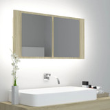 LED kupaonski ormarić s ogledalom boja hrasta 90 x 12 x 45 cm LED kupaonski ormarić s ogledalom boja hrasta 90 x 12 x 45 cm