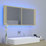 LED kupaonski ormarić s ogledalom boja hrasta 100 x 12 x 45 cm LED kupaonski ormarić s ogledalom boja hrasta 100 x 12 x 45 cm