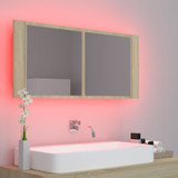 LED kupaonski ormarić s ogledalom boja hrasta 100 x 12 x 45 cm LED kupaonski ormarić s ogledalom boja hrasta 100 x 12 x 45 cm