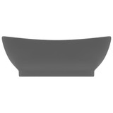 Luksuzni ovalni umivaonik mat tamnosivi 58,5 x 39 cm keramički