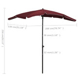 Vrtni suncobran sa šipkom 200 x 130 cm bordo Vrtni suncobran sa šipkom 200 x 130 cm bordo