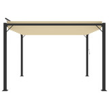 Sjenica s rešetkastim krovom 3 x 3 m krem tkanina i aluminij