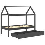 Okvir za dječji krevet s ladicom tamnosivi 80 x 160 cm borovina Okvir za dječji krevet s ladicom tamnosivi 80 x 160 cm borovina