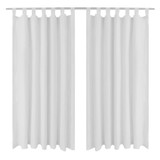 2 kom Bijela Mikro-satenska Zavjesa s Tregerima 140 x 175 cm