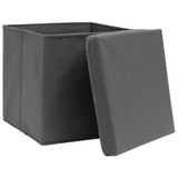 Kutije za pohranu s poklopcima 4 kom sive 32x32x32 cm tkanina Kutije za pohranu s poklopcima 4 kom sive 32x32x32 cm tkanina