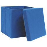 Kutije za pohranu s poklopcima 4 kom plave 32x32x32 cm tkanina Kutije za pohranu s poklopcima 4 kom plave 32x32x32 cm tkanina