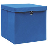 Kutije za pohranu s poklopcima 10 kom plave 32x32x32 cm tkanina Kutije za pohranu s poklopcima 10 kom plave 32x32x32 cm tkanina