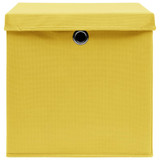Kutije za pohranu s poklopcima 10 kom žute 32x32x32 cm tkanina Kutije za pohranu s poklopcima 10 kom žute 32x32x32 cm tkanina