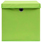 Kutije za pohranu s poklopcima 4 kom zelene 32x32x32 cm tkanina Kutije za pohranu s poklopcima 4 kom zelene 32x32x32 cm tkanina
