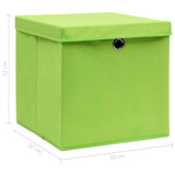 Kutije za pohranu s poklopcima 4 kom zelene 32x32x32 cm tkanina Kutije za pohranu s poklopcima 4 kom zelene 32x32x32 cm tkanina