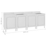 Komercijalni kuhinjski ormarić za sudoper 240x60x96 cm čelični
