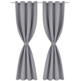Zavjesa za Zamračivanje s Metalnim Prstenovima 2 kom 135x175 cm Siva