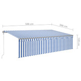 Automatska tenda s roletom i senzorom LED 5 x 3 m plavo-bijela
