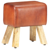 Gimnastička klupa smeđa 38 cm prava koža i masivno drvo manga