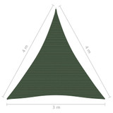 Jedro za zaštitu od sunca 160 g/m² tamnozeleno 3 x 4 x 4 m HDPE