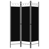 Sobna pregrada s 3 panela crna 120 x 180 cm